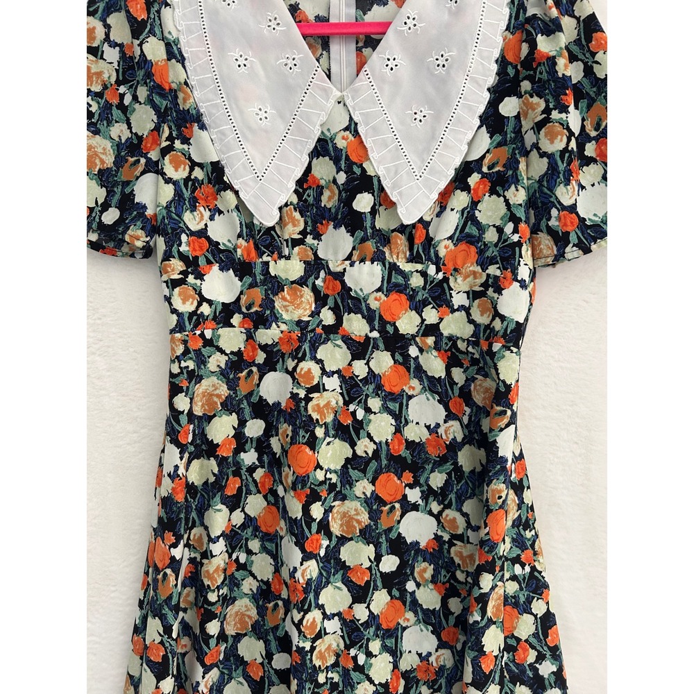 Love + Harmony Floral Mini Dress Womens Small White Eyelet Collar Short Sleeve - Picture 3 of 8